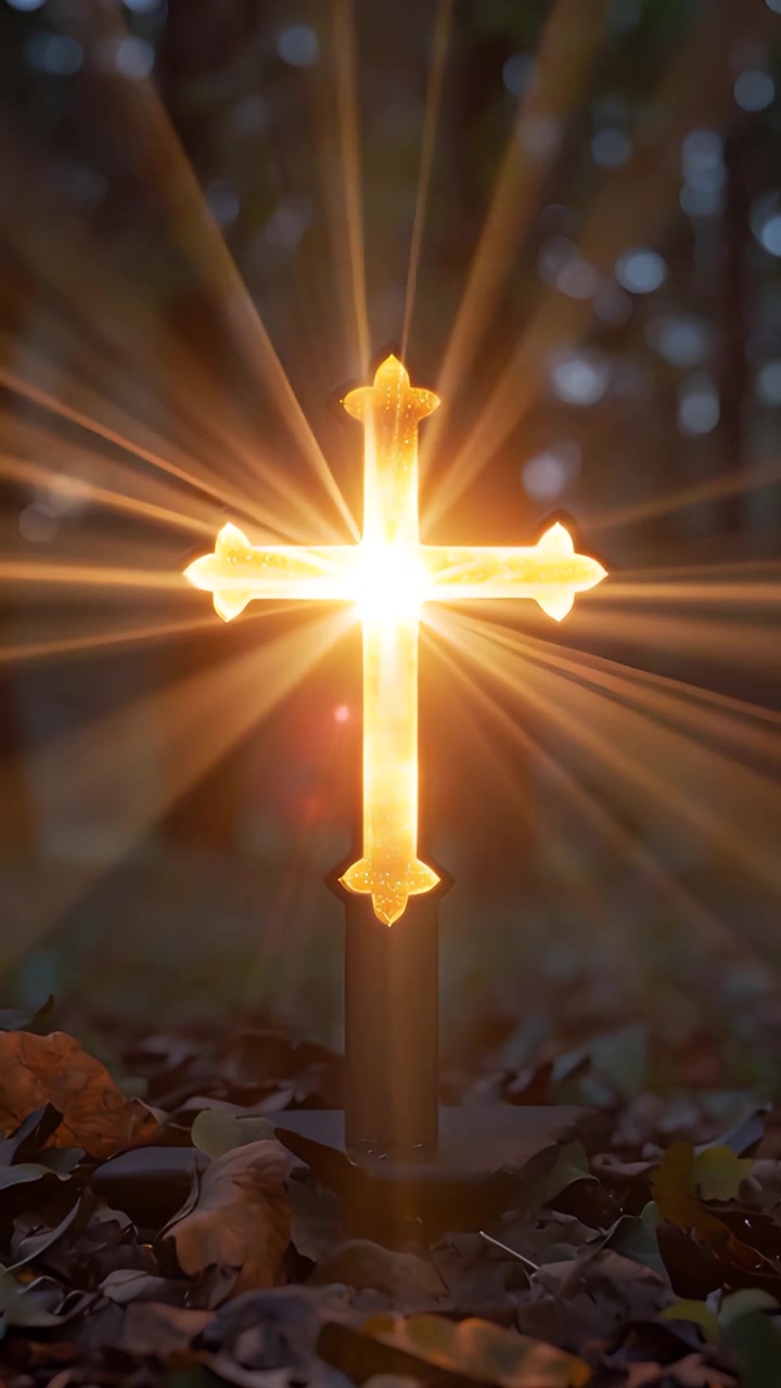 Sfondo per Adorazione 4K: Croce Cristiana e Luce Celeste