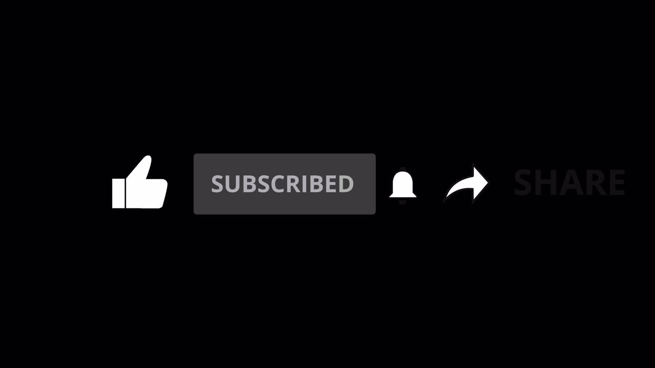Original Subscribe Like Share CURSOR on black 2022 Transparent background 4k 60 fps