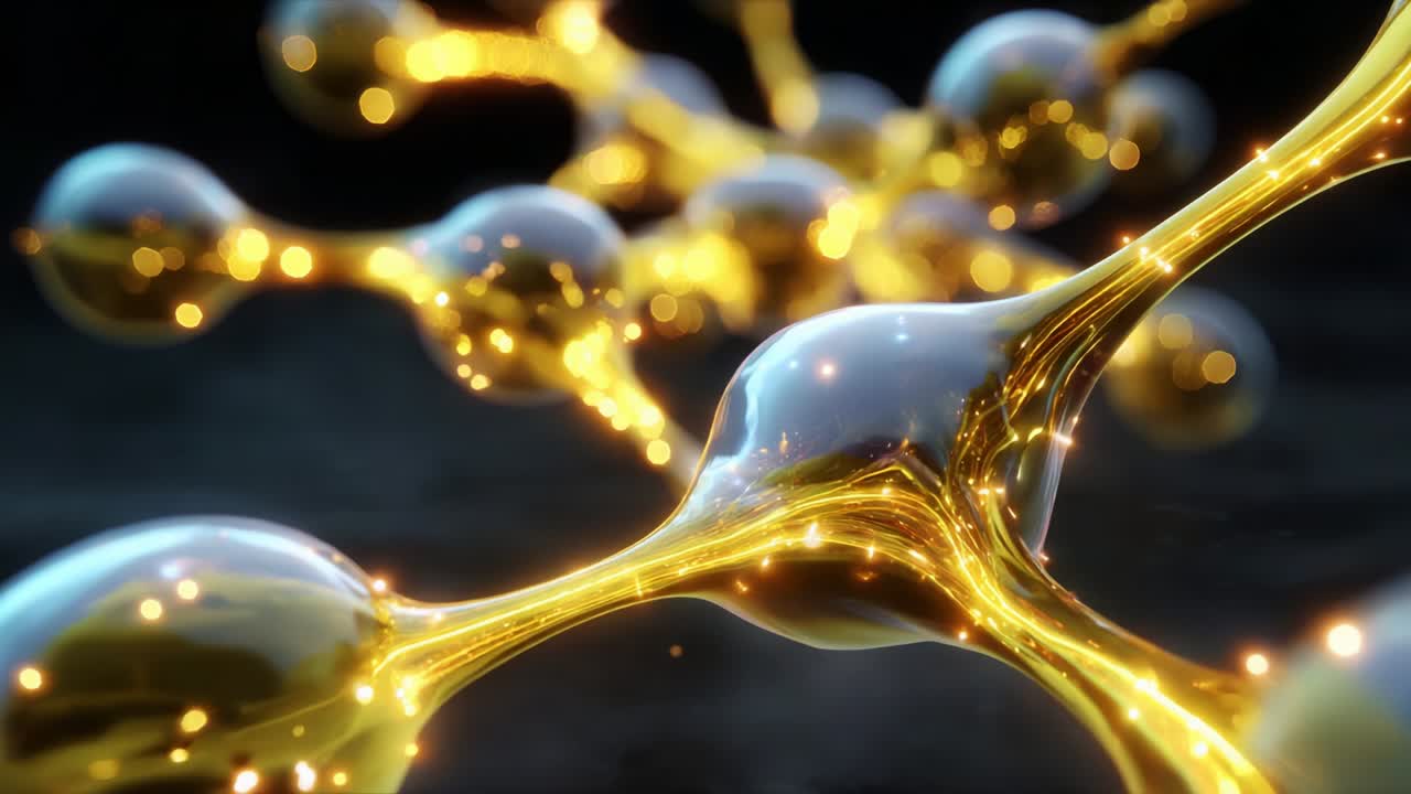 An Intricate Close-Up View of Bioluminescent Molecules Displaying Their Unique Structure and Radiance Against a Dark Background, Highlighting Their Complex Interactions and Scientific Significance