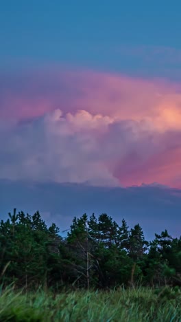 Clouds In Blue And Orange Sky At Sunset - Timelapse, Vertical Shot