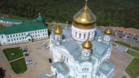 aerial view of a monastery in russia