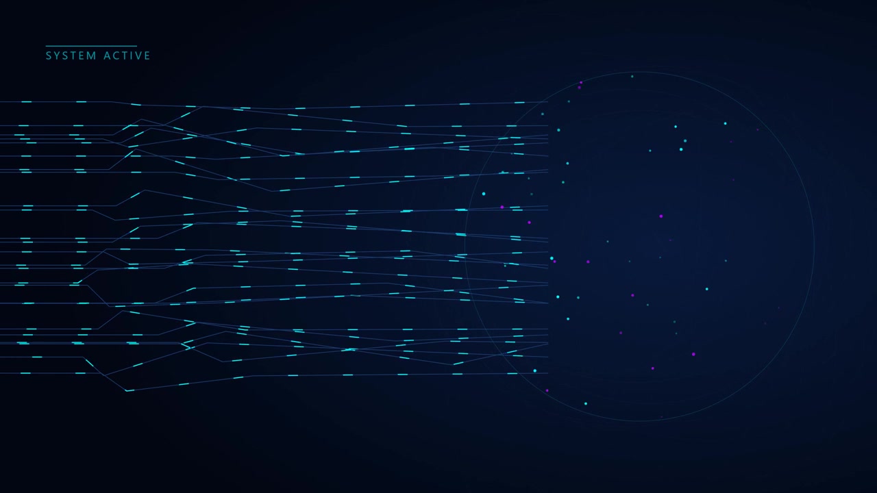 Digital Data Network Visualization with Moving Nodes and Lines