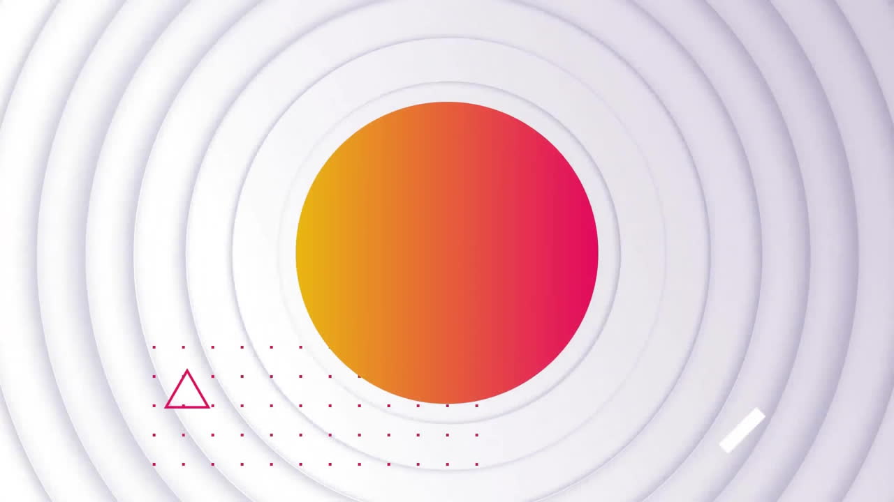 animación de un círculo parpadeante de rojo a amarillo con anillos blancos en el fondo