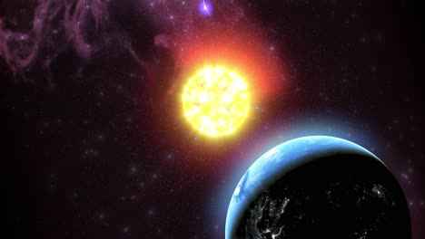 el sol y la tierra en el espacio