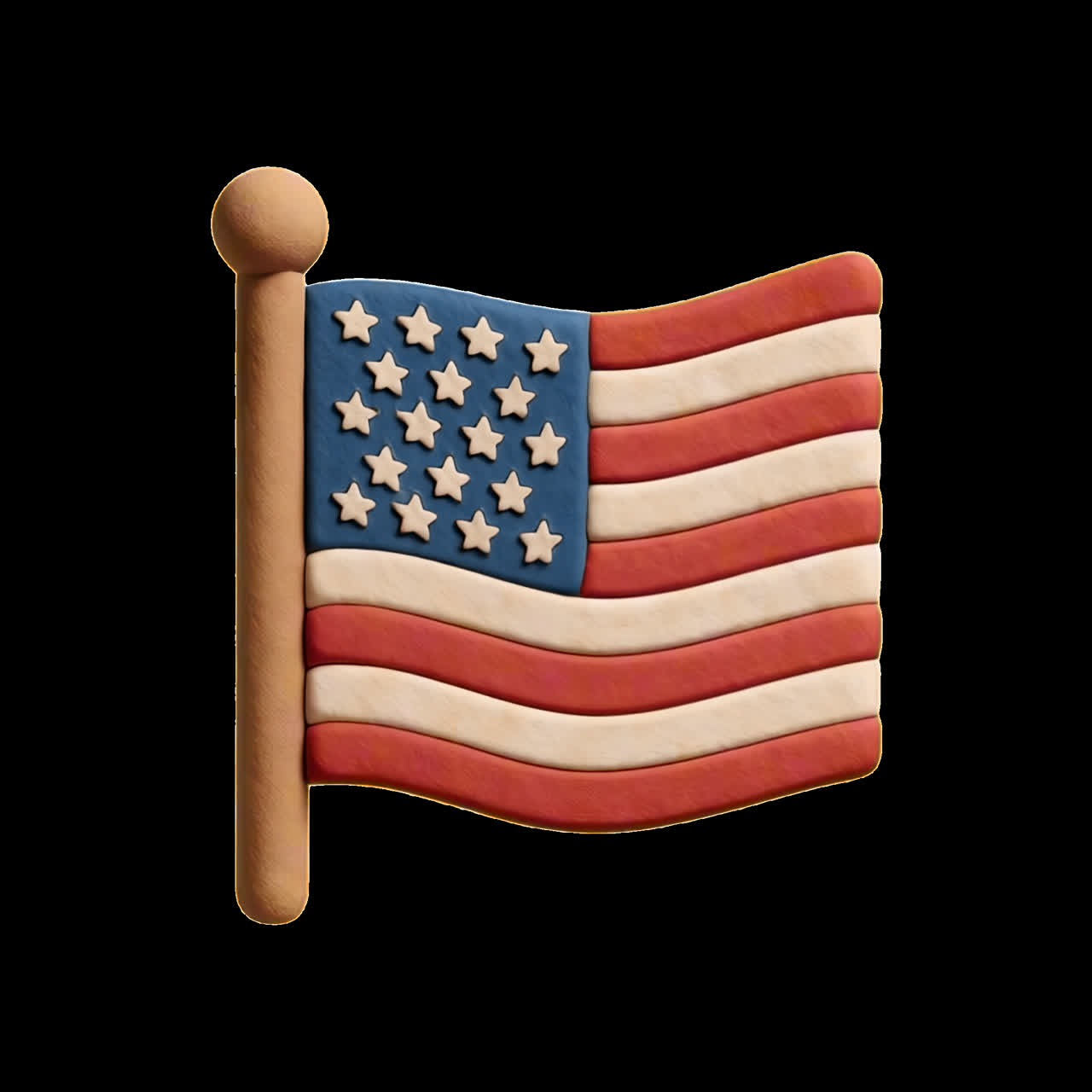 Leranimation af en amerikansk flagillustration, isoleret aktiv, transparent 4K-video, alfakanal