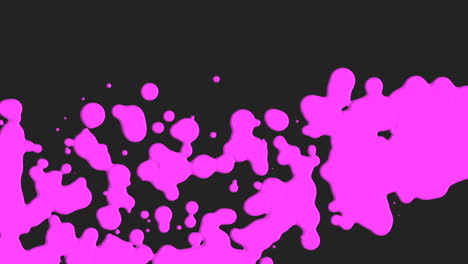 líquido abstracto púrpura y manchas de salpicaduras en degradado negro