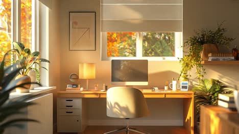 bright and cozy home office setup