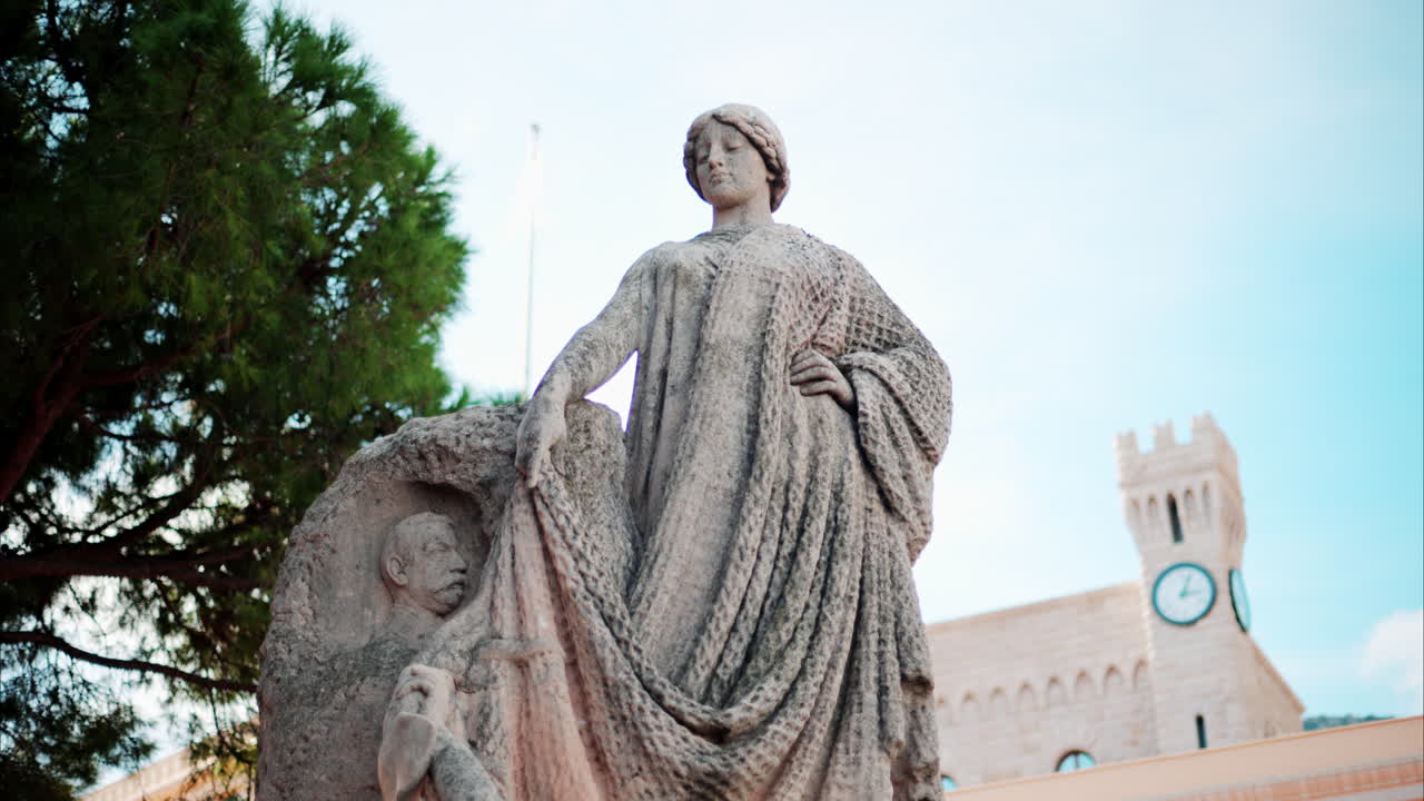 Monaco City, Monaco - October 4, 2024: Statue outside of the Prince's Palace of Monaco