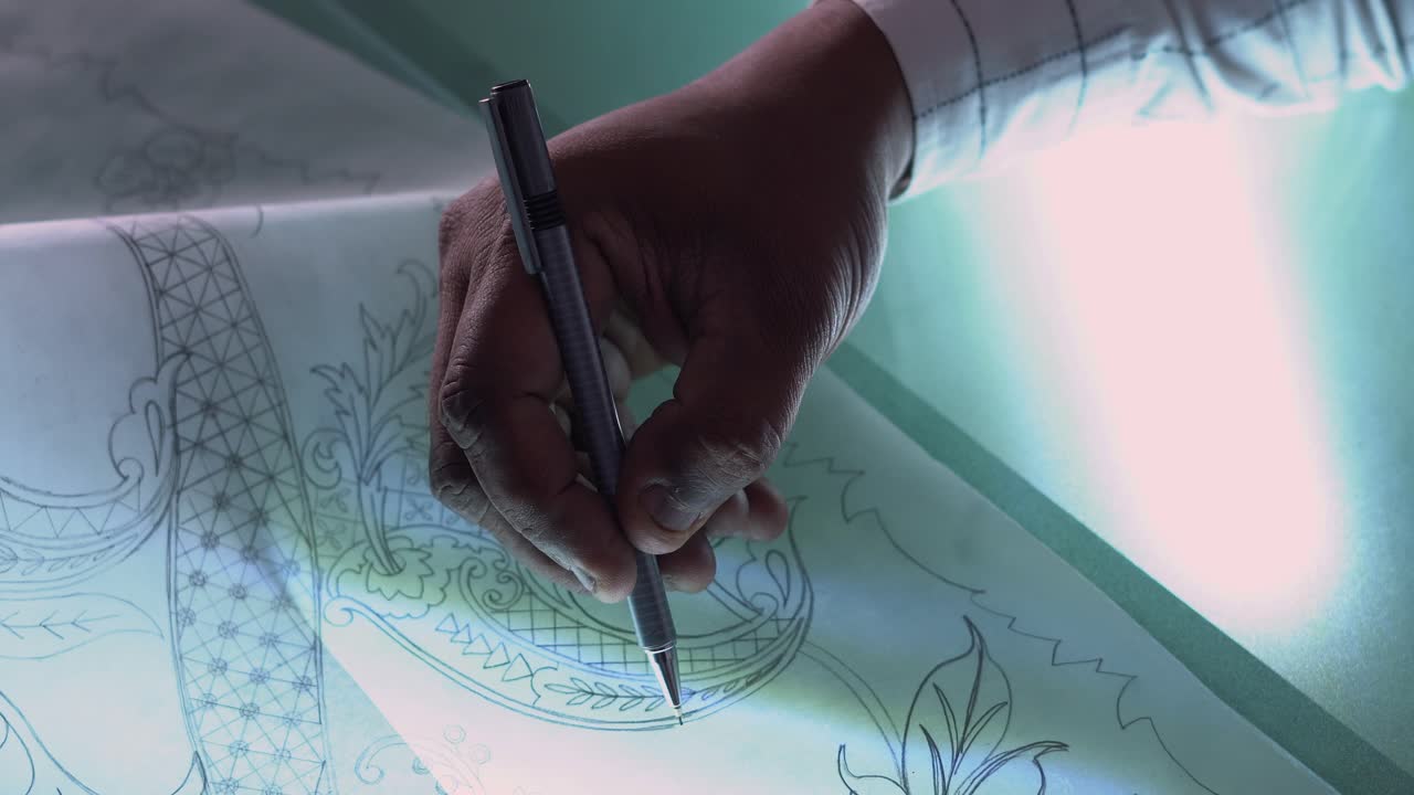 Close Up Shot Of A Fashion Designer Sketching Patterns For Fashionable Clothing Designs In Pakistan