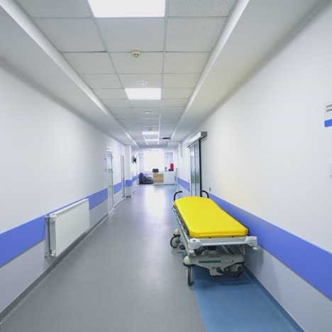 long corridor in hospital. empty long corridor in modern hospital