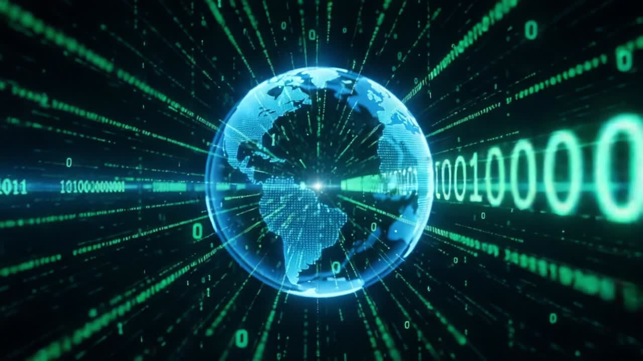 Dynamic Cybernetic Visualization of a Digital Earth Surrounded by Flowing Data Streams Representing the Evolution of Information Technology and Connectivity