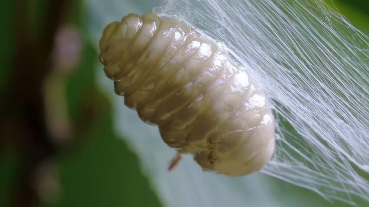 White Larva on a Leaf