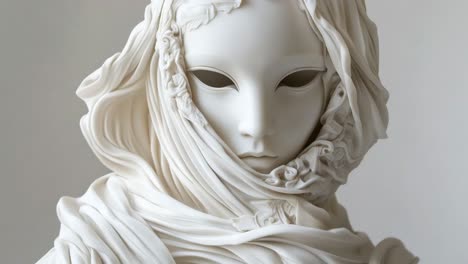 white venetian mask draped in fabric