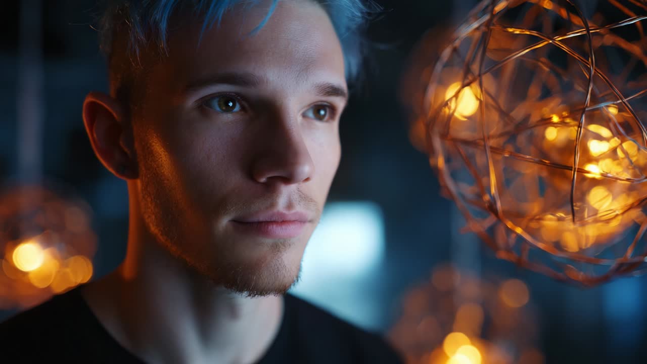 Portrait of a Man with Blue Hair