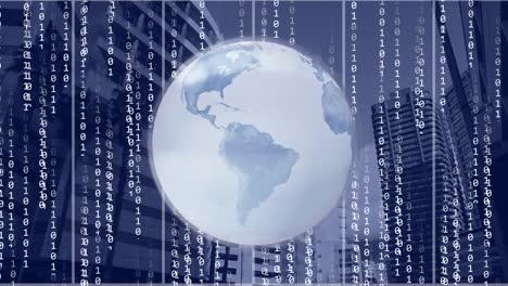 animación de codificación binaria y procesamiento de datos en todo el mundo