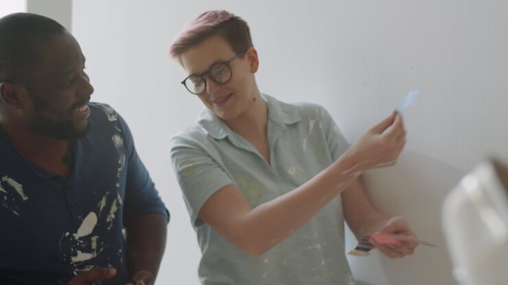 Couple Choosing Paint Color for Home Improvement Project