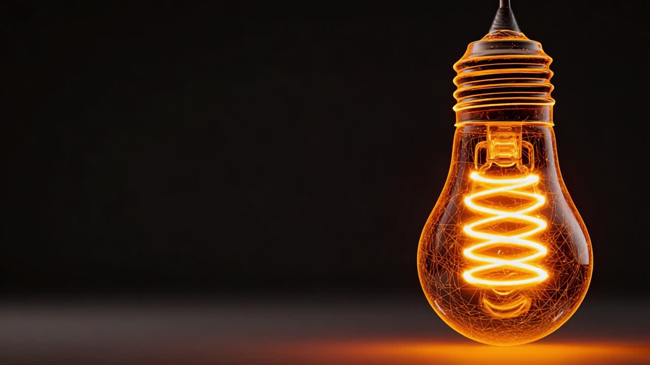 A Stunning Close-Up of an Illuminated Vintage Light Bulb with an Intricate Filament Design Capturing the Essence of Warm Light and Modern Aesthetics in a Dark Background Setting