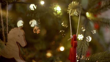 close up footage of fake christmas tree, with shallow depth of field , nice colours and bokeh 4k