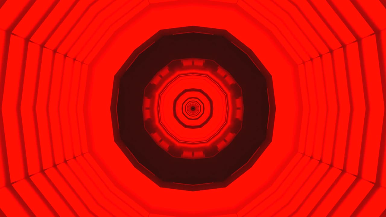 A vibrant red tunnel transforms into an endless looping visual. The seamless motion creates an engaging atmosphere, perfect for relaxation and focus at any time