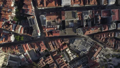 aerial of traditional rooftops and narrow streets in porto portugal