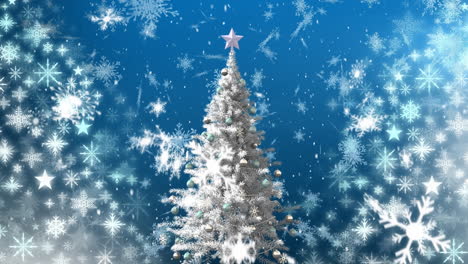 snow falling and christmas tree