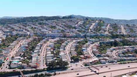 Idyllic-community-in-the-South-San-Francisco-foothills-above-Interstate-280---ascending-aerial-reveal