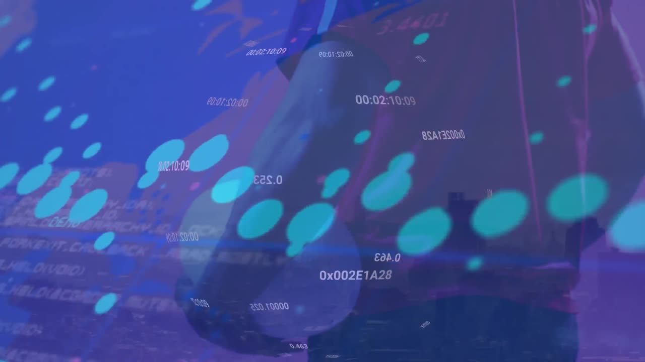 Animation of spots and data processing over basketball game