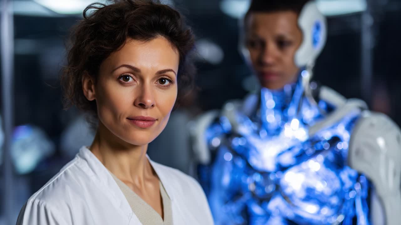Scientist and Advanced Android: Exploring the Intersection of Human Innovation and Robotics in a Futuristic Laboratory Setting
