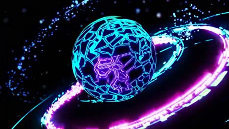 glowing neon egg in futuristic space