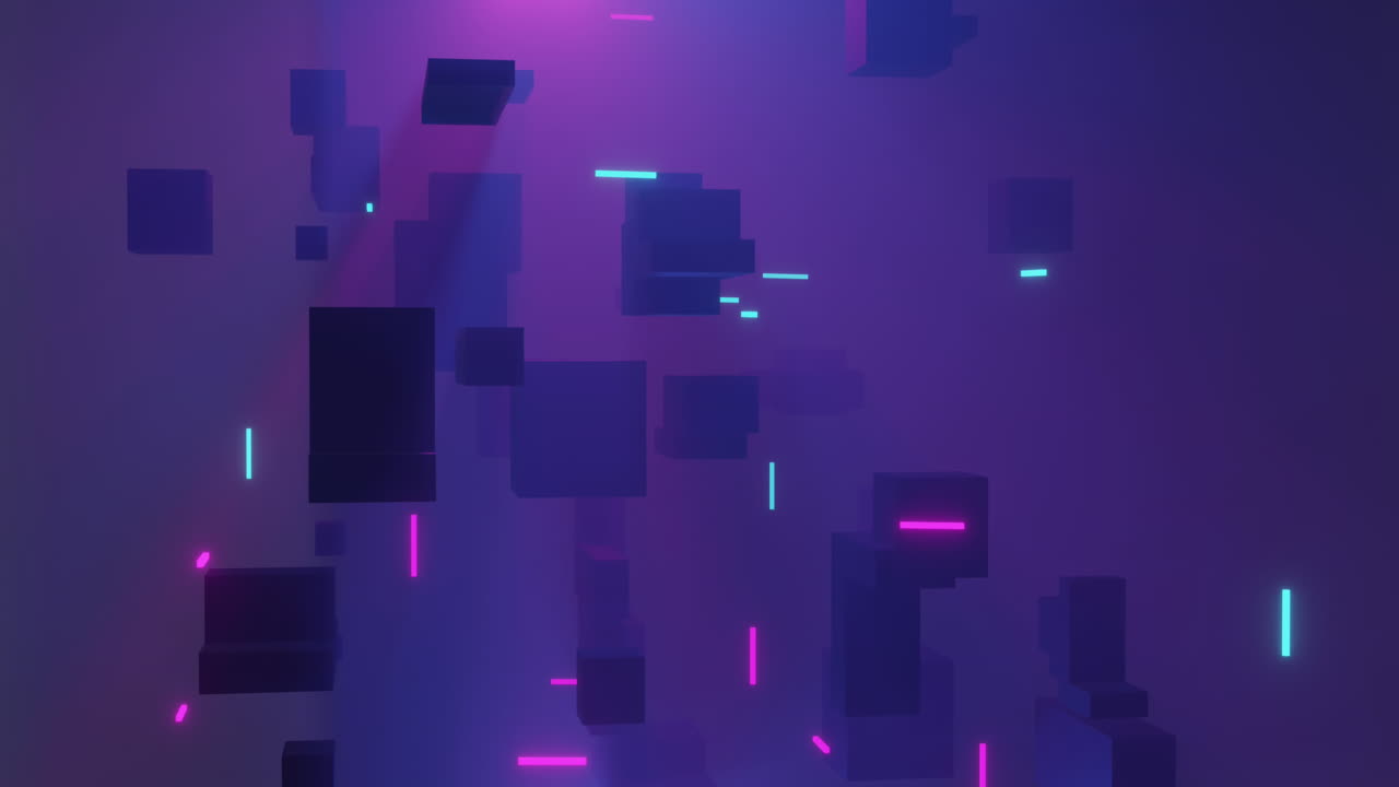 Animation of 3d cubes and purple background