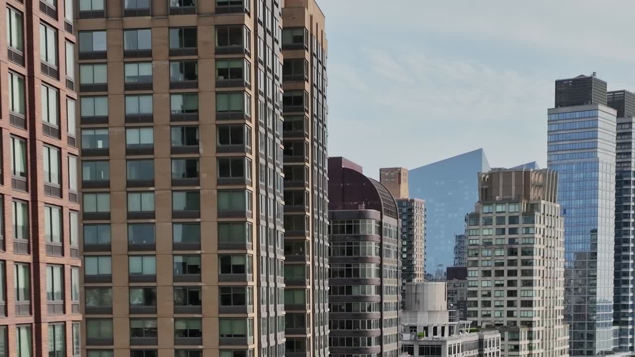 Aerial view of New York City's skyline showcasing diverse architecture