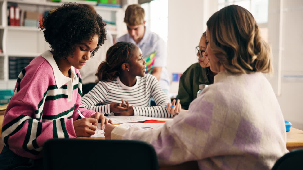 Teenagers Collaborating in a Classroom