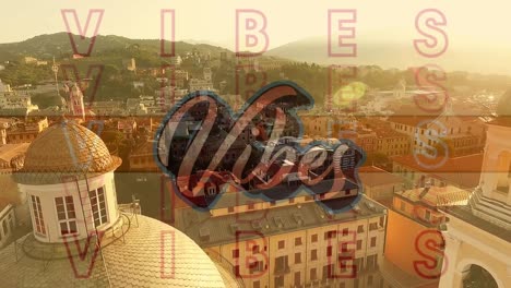 Animation-Von-Vibes-Text-über-Einem-Stadtbild