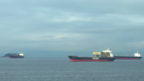cargo vessel anchored off nanaimo’s rugged coastline