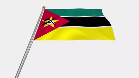 loop video of mozambique flag  fluttering in the wind, slow motion video of 4k , with alpha channel