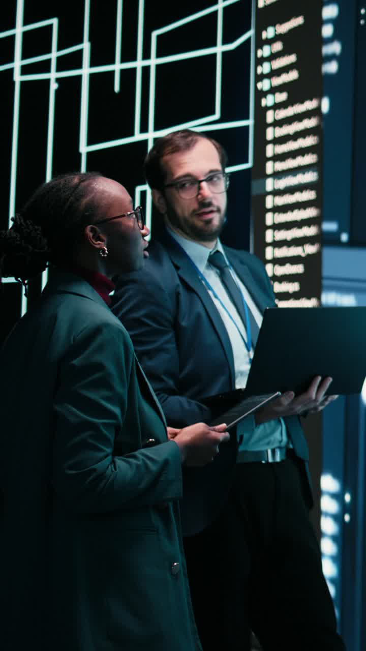 Video verticale. Concetto di autonomia, machine learning AI e team di ingegneria