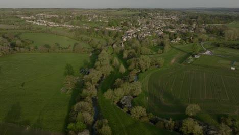 oxfordshire countryside aerial view charlbury town time-lapse england springtime