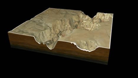 el gran cañón de estados unidos mapa de terreno 3d renderizado animación de bucle de 360 grados