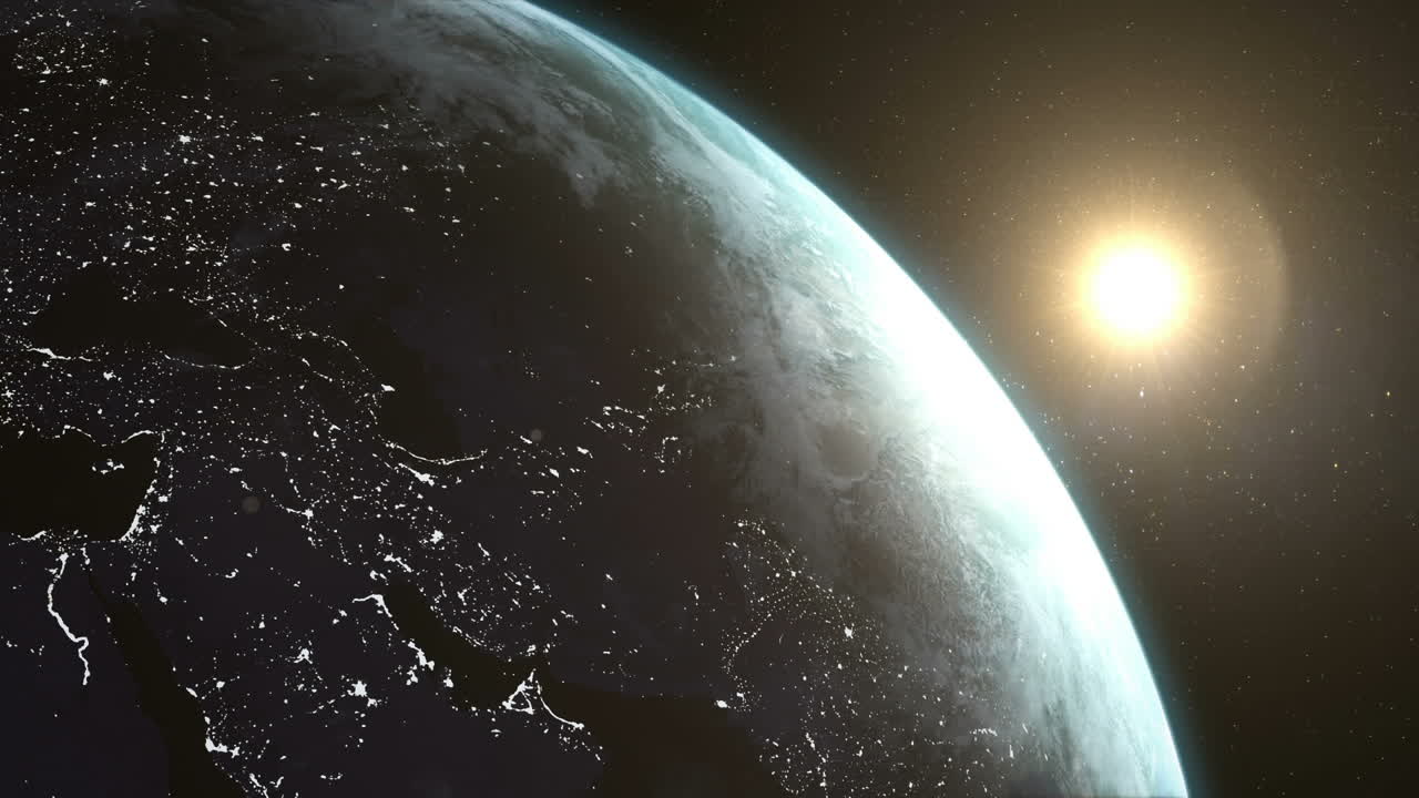 vista por satélite de la tierra y el sol