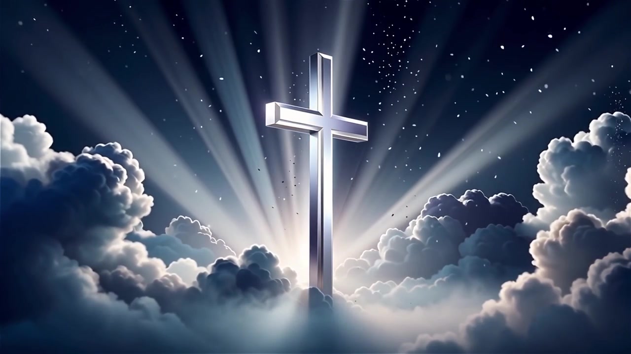Christian Cross Heavenly Light Worship Background