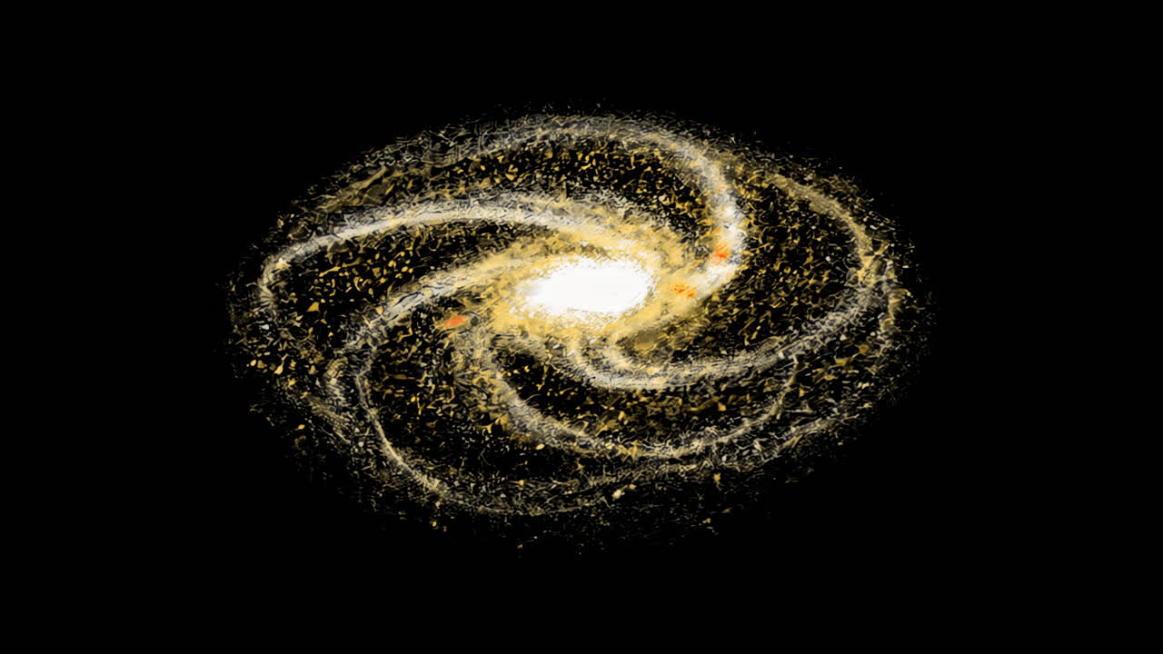 Spiral galaxy with glowing center animation isolated asset, transparent 4K video, alpha channel