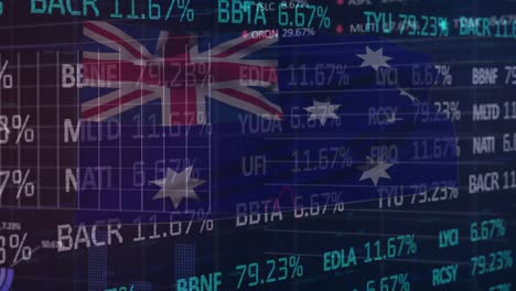 animación del procesamiento de datos sobre la bandera de australia