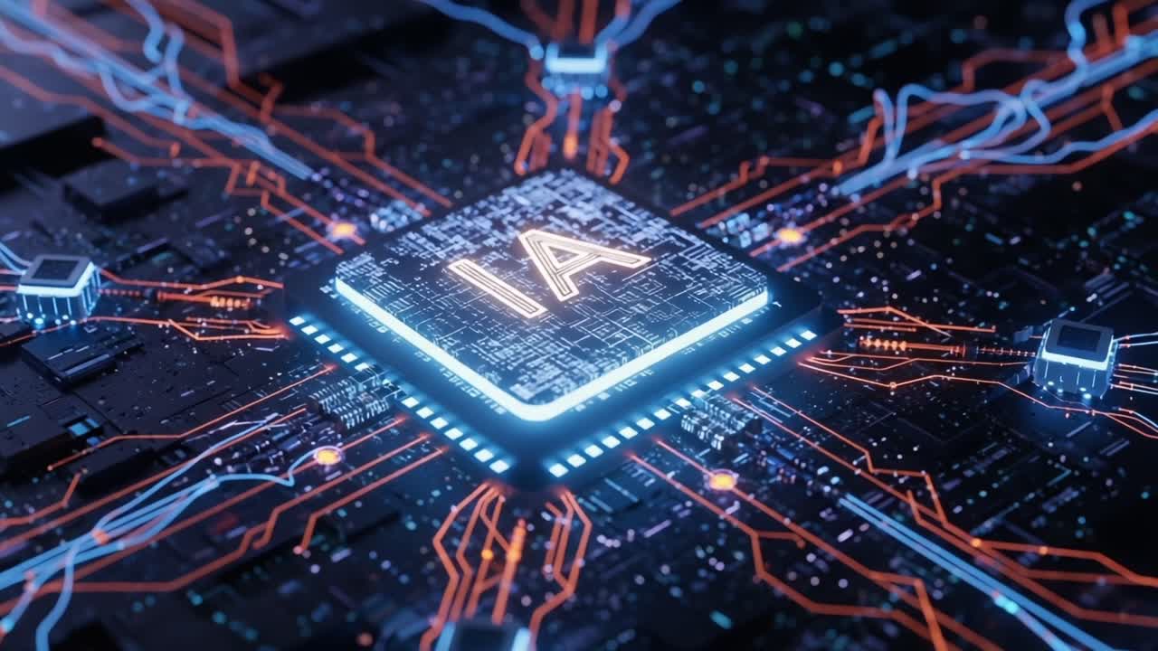 Exploring the Future of Technology: A Close-Up Look at a Digital Circuit Board Representing Artificial Intelligence with Illuminated Connections and Processing Power