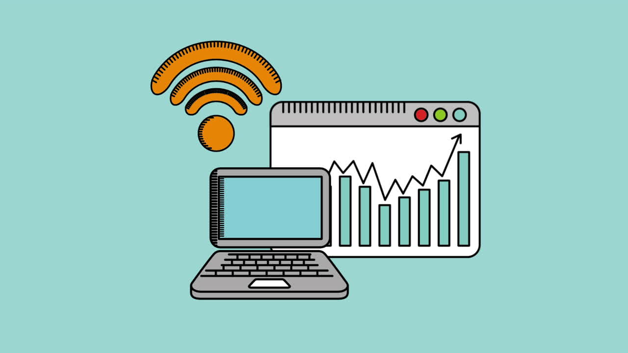 diseño de íconos de negocios en línea, animación de video hd1080