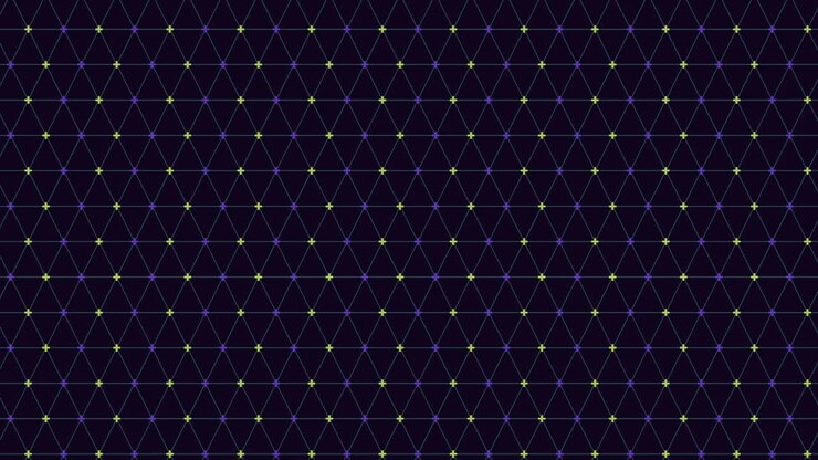 Geometrisk gitter: sort og grønt trekantet mønster med hvide konturer og grønne prikker