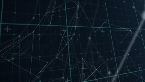 animation of data processing and network of connections over dark background