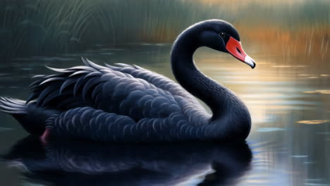 un cisne negro nadando en el agua