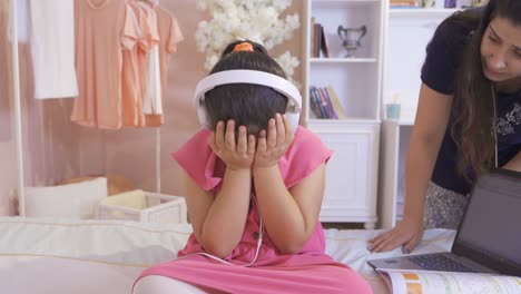 her mother warns the little girl about her lesson.