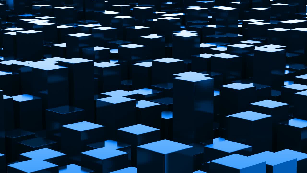 Blue Abstract Looped Cubes Background