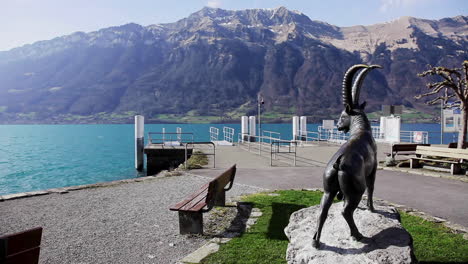 devilish goat entrance to grindelwald town switzerland